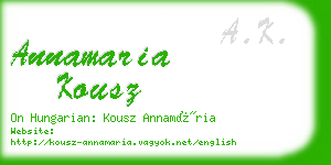 annamaria kousz business card